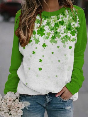 Women's shirt, long sleeved round neck T-shirt, lucky HF2512-04-01