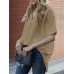 Solid Lapel Half Sleeve Casual Blouse